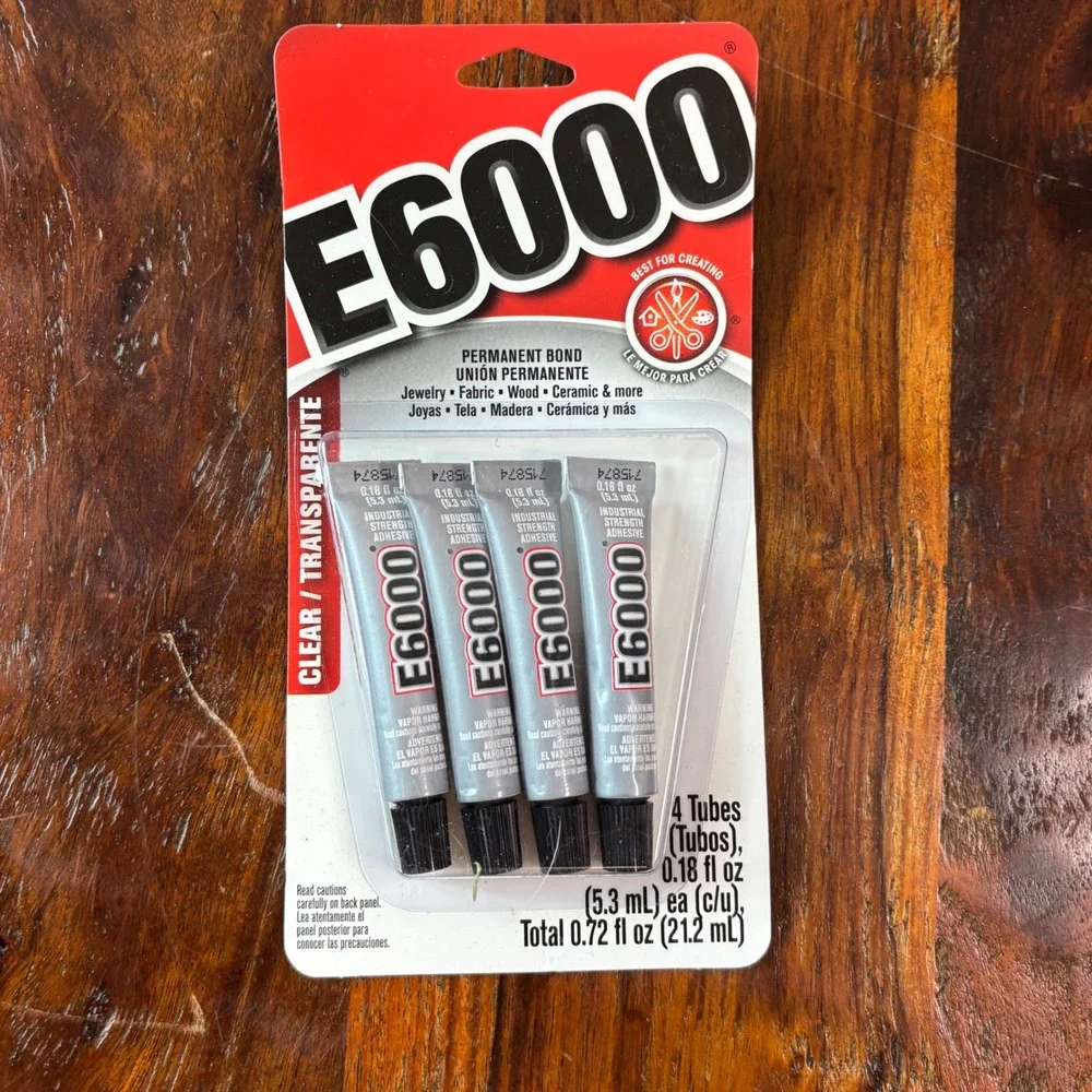 E6000 Industrial Strength Adhesive Clear 4Tubes 0.18oz Permanent Bond Craft Glue